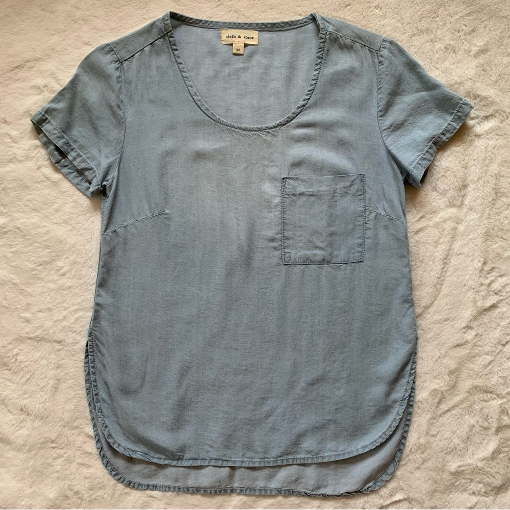 Cloth & Stone - Anthropologie - Blue Tunic Short Sleeve - XS